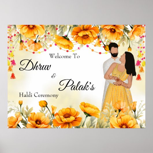 Couple haldi Willkommensschild Maiyan signatur Poster (Vorne)