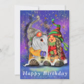 Couple Happy Gnomes Singing Birthday Card (Vorderseite)