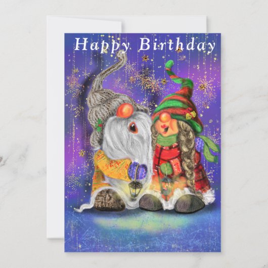 Couple Happy Gnomes Singing Birthday Card (Rückseite)