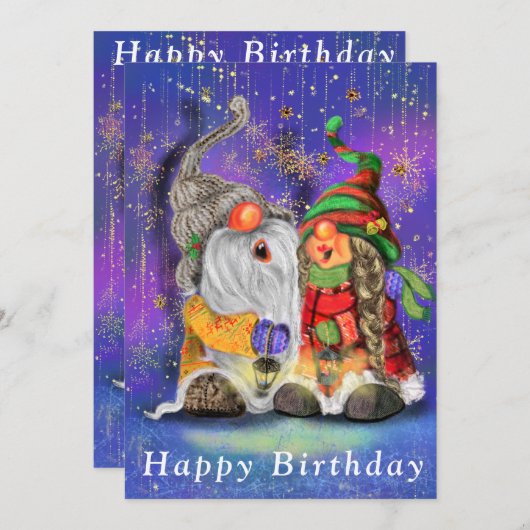 Couple Happy Gnomes Singing Birthday Card (Vorne/Hinten)