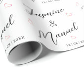Couple Heart Names White Gift Geschenkpapier (Rolleneckpunkt)