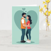 Couple Hearts Love Card Karte (Gelbe Blume)