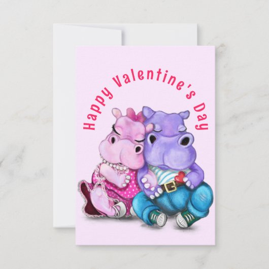 Couple Hippo Liebe Valentine's Day Card - Funny Karte (Vorderseite)