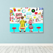 Couple Holding Hand Retro Nostalgic Fifties Diner Leinwanddruck (Insitu (Holzboden))