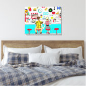 Couple Holding Hand Retro Nostalgic Fifties Diner Leinwanddruck (Insitu (Schlafzimmer))