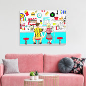 Couple Holding Hand Retro Nostalgic Fifties Diner Leinwanddruck (Insitu (Wohnzimmer))