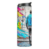 Couple Holding Hands Graffiti Street Art Thermosbecher (Nach links gedreht)