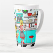 Couple Holding Hands in Diner aus den 50er Jahren Milchtasse (Rechte Ecke)