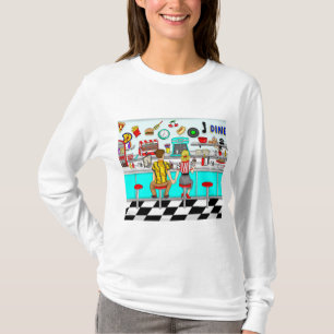 Couple Holding Hands in Diner aus den 50er Jahren T-Shirt