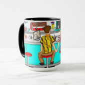 Couple Holding Hands in Diner aus den 50er Jahren Tasse (Vorderseite Links)