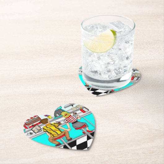 Couple Holding Hands in Diner aus den 50er Jahren Untersetzer (Vor Ort)