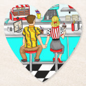 Couple Holding Hands in Diner aus den 50er Jahren Untersetzer (Vorderseite)