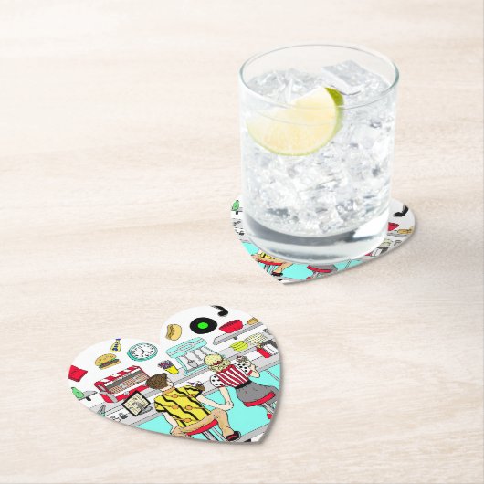 Couple Holding Hands in Diner aus den 50er Jahren Untersetzer (Vor Ort)