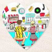 Couple Holding Hands in Diner aus den 50er Jahren Untersetzer (Vorderseite)