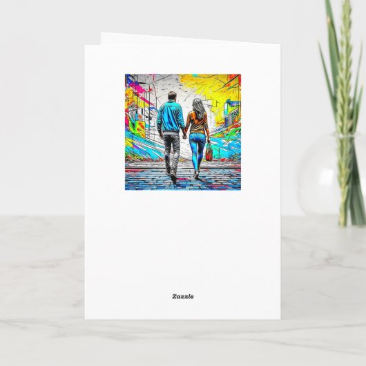 Couple Holding Hands Street Art | Liebe Sie lieben Karte (Rückseite)