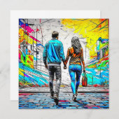 Couple Holding Hands Urban Graffiti Art (Vorne/Hinten)