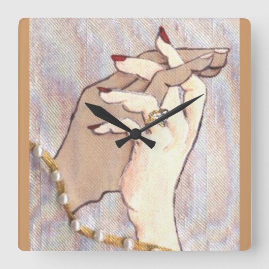 Couple Holding Hands Wall Clock Quadratische Wanduhr (Vorderseite)