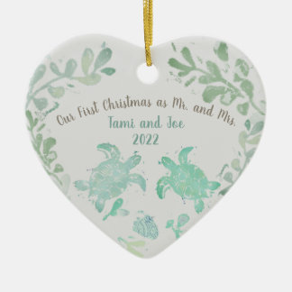 Couple Holiday Sea Turtle Coastal Beach Ornament