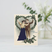 Couple Holly Heart Garland Postkarte (Stehend Vorderseite)