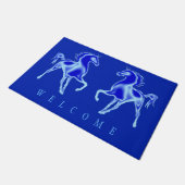 Couple Horse Blue Doormat Fußmatte (Schrägansicht)