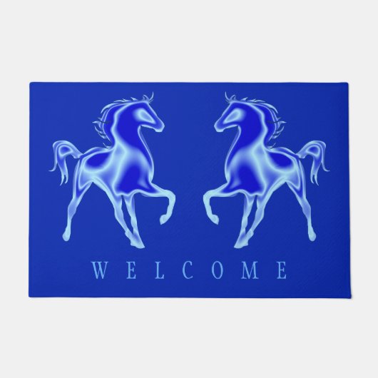 Couple Horse Blue Doormat Fußmatte (Vorderseite)