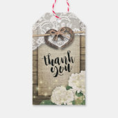Couple Horseshoe Heart Lace Hydrangea Wood Wedding Geschenkanhänger (Rückseite)