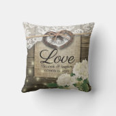 Couple Horseshoe Heart Lace Hydrangea Wood Wedding Kissen (Rückseite)
