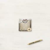 Couple Horseshoe Heart Lace Sunflower Wood Wedding Post-it Klebezettel (Auf Schreibtisch)