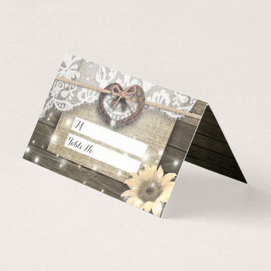 Couple Horseshoe Heart Wedding Tischnummer Escort (Vorderseite)