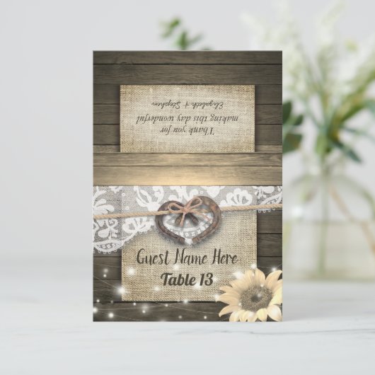 Couple Horseshoe Heart Wedding Tischnummer Escort (Stehend Vorderseite)