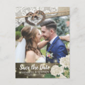 Couple Horseshoe Hydrangea Wedding Rett Date FOTO Postkarte (Vorderseite)