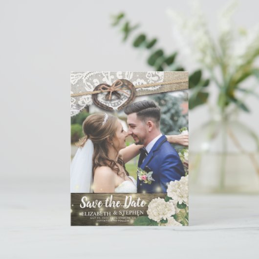 Couple Horseshoe Hydrangea Wedding Rett Date FOTO Postkarte (Stehend Vorderseite)