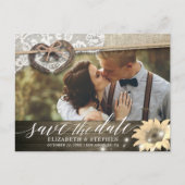 Couple Horseshoe Sunflower Wedding Rett Date FOTO Postkarte (Vorderseite)