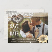 Couple Horseshoe Sunflower Wedding Rett Date FOTO Postkarte (Vorne/Hinten)