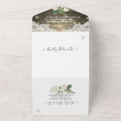 Couple Horseshoes Lace Wood Hydrangea Wedding RSVP All In One Einladung (Außenbereich)