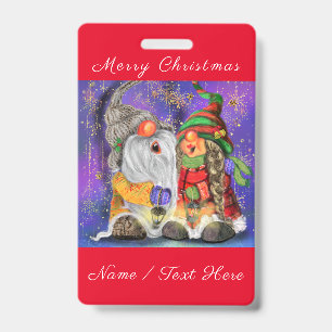 Couple Hugged Gnomes Singing Happy Christmas Song Ausweis