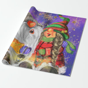 Couple Hugged Gnomes Singing Happy Christmas Song  Geschenkpapier
