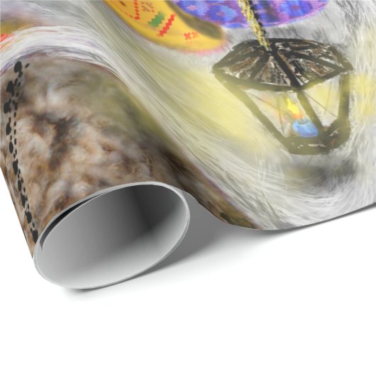 Couple Hugged Gnomes Singing Happy Christmas Song Geschenkpapier (Rolleneckpunkt)