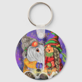 Couple Hugged Gnomes Singing Happy Christmas Song Schlüsselanhänger