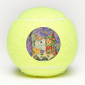 Couple Hugged Gnomes Singing Happy Christmas Song Tennisbälle (Vorderseite)