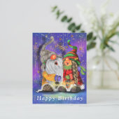 Couple Hugged Gnomes Singing Happy Song - Geburtst Postkarte (Stehend Vorderseite)