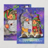 Couple Hugged Gnomes Singing Happy Song - Geburtst Postkarte (Vorne/Hinten)