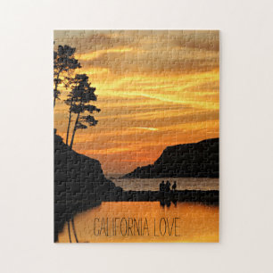 Couple & Hund Beach Sunset an der kalifornischen K Puzzle
