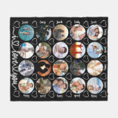 Couple I LIEBE YOU 20 Foto Collage Hearts Names Fleecedecke (Vorderseite (Horizontal))
