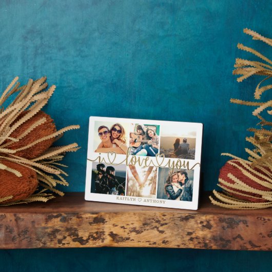 Couple I LIEBE YOU 6 Foto Collage Gold Fotoplatte (Seite)