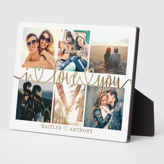 Couple I LIEBE YOU 6 Foto Collage Gold Fotoplatte (Seite)