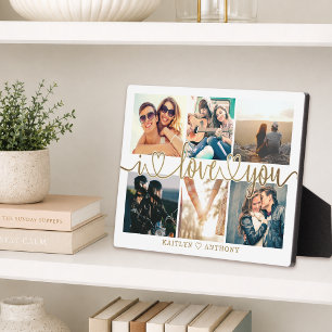 Couple I LIEBE YOU 6 Foto Collage Gold Fotoplatte