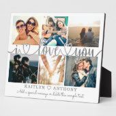 Couple I LIEBE YOU Foto Collage Silver Grau Script Fotoplatte (Seite)