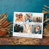 Couple I LIEBE YOU Foto Collage Silver Grau Script Fotoplatte (Seite)