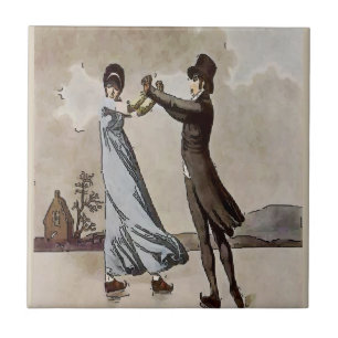 Couple Ice Skaten Tile, Dutch Look, Personalize Fliese